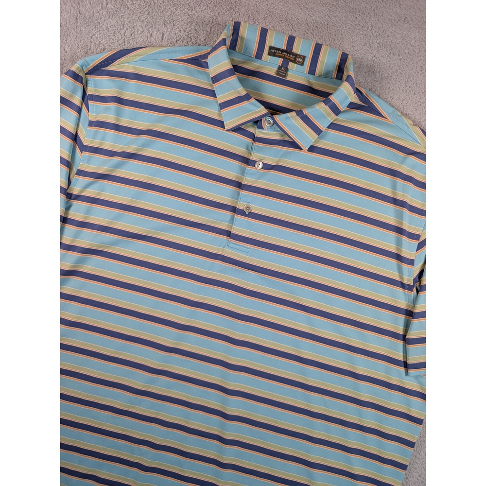 Peter Millar Summer Comfort Polo Shirt Mens XL Blue Striped Golf Gentle Creek CC